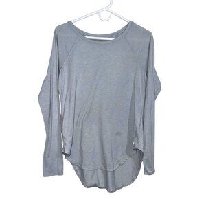 Apana Womens Open Back Long Sleeve Top S Gray Polyester Blend